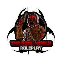 a logo for the real world roleplay with a man in a gas mask