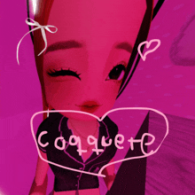 a picture of a girl with the word coquette written in a heart