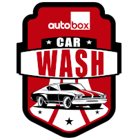 a logo for autobox car wash with a muscle car