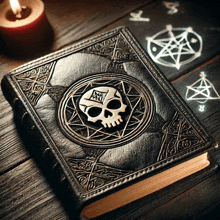 a book with a skull and a pentagram on it