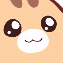 a close up of a cartoon character 's face with big eyes and a white nose