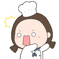 a cartoon drawing of a girl wearing a chef hat