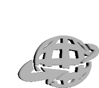 a 3d rendering of a globe with a circle around it on a white background