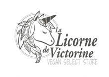 a black and white logo for la licorne de victorine vegan select store