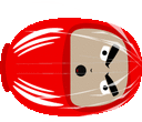 a cartoon drawing of a red car with a smiley face .