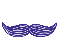 a blue mustache with white lines on it on a white background