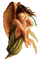 a painting of a woman with wings and a green dress