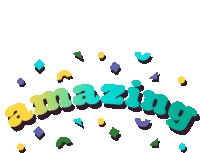 the word amazing is surrounded by geometric shapes on a white background