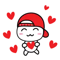 a cartoon character wearing a red hat holds a heart in his hands