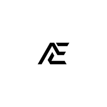 a black and white logo with the letter a and e on a white background .