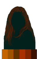 a silhouette of a woman 's head with long hair