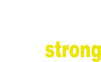 a white background with yellow letters that say strong