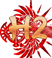 a red and white graphic with the letters ht2 on it