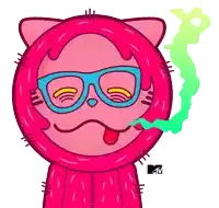 a cartoon of a cat wearing glasses and smoking a cigarette