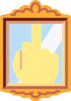 an illustration of a picture frame with a middle finger