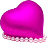 a pink heart is surrounded by a string of pearls