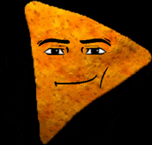 a cartoon drawing of a doritos chip with a face drawn on it