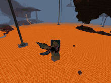 a pixel art of a fairy flying in a minecraft world