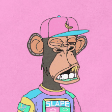 a monkey wearing a shirt that says slape on it