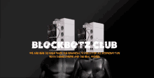 a poster for blockbotz club shows a man and woman