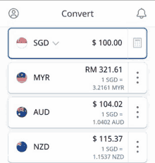 a screenshot of a currency conversion app on a phone .