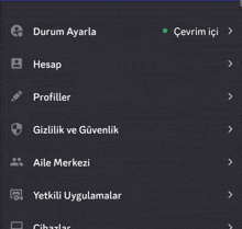 a screenshot of a phone screen with a green button that says " durum ayarla "