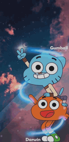 gumball and darwin from the amazing world of gumball are shown on a screen