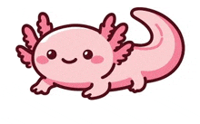 a cartoon illustration of a pink axolotl with a long tail and wings .