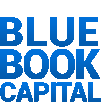 blue book capital is written in large letters on a white background