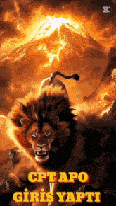 a poster with a lion and the words cpt apo giris yapti on it