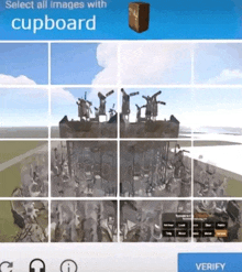 a computer screen that says select all images with cupboard on it