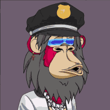 a monkey wearing a police hat and sunglasses