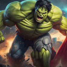 a painting of the hulk with a red cape