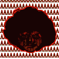 a pixel art of a man 's face with a red border around it