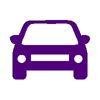 a purple icon of a car with two lights on the front