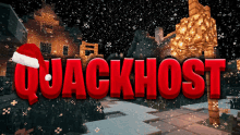 quackhost is displayed in red letters on a snowy background