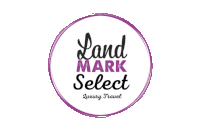 a logo for landmark select luxury travel in a purple circle