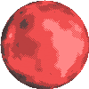 a pixel art illustration of a red planet with a white background