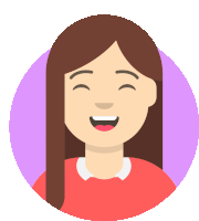 an illustration of a woman with long brown hair smiling with her eyes closed