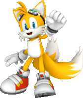 tails from sonic the hedgehog wearing a goggles