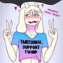 a cartoon of a goat wearing an emotional support t-shirt