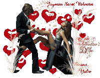 a valentine 's day greeting card with a man putting his foot on a woman 's leg