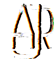 the letter ar is written in black and red on a white background