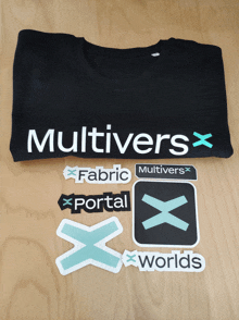 a black shirt that says multivers fabric portal and worlds on it