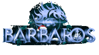 a logo for barbaros with a santa hat