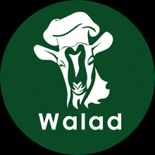 a goat wearing a chef 's hat is on a green background with the word wald below it