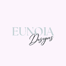 a logo for eunoia designs with a pink background