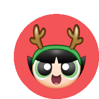 a cartoon character wearing a green hat with antlers