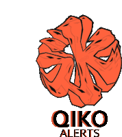 a logo for qiiko alerts with an orange flower