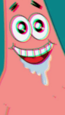 a close up of patrick star 's face from spongebob squarepants